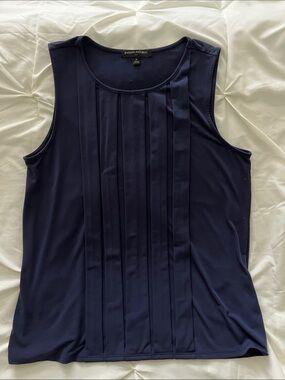 Banana Republic Dark Navy Pleated Sleeveless Tank